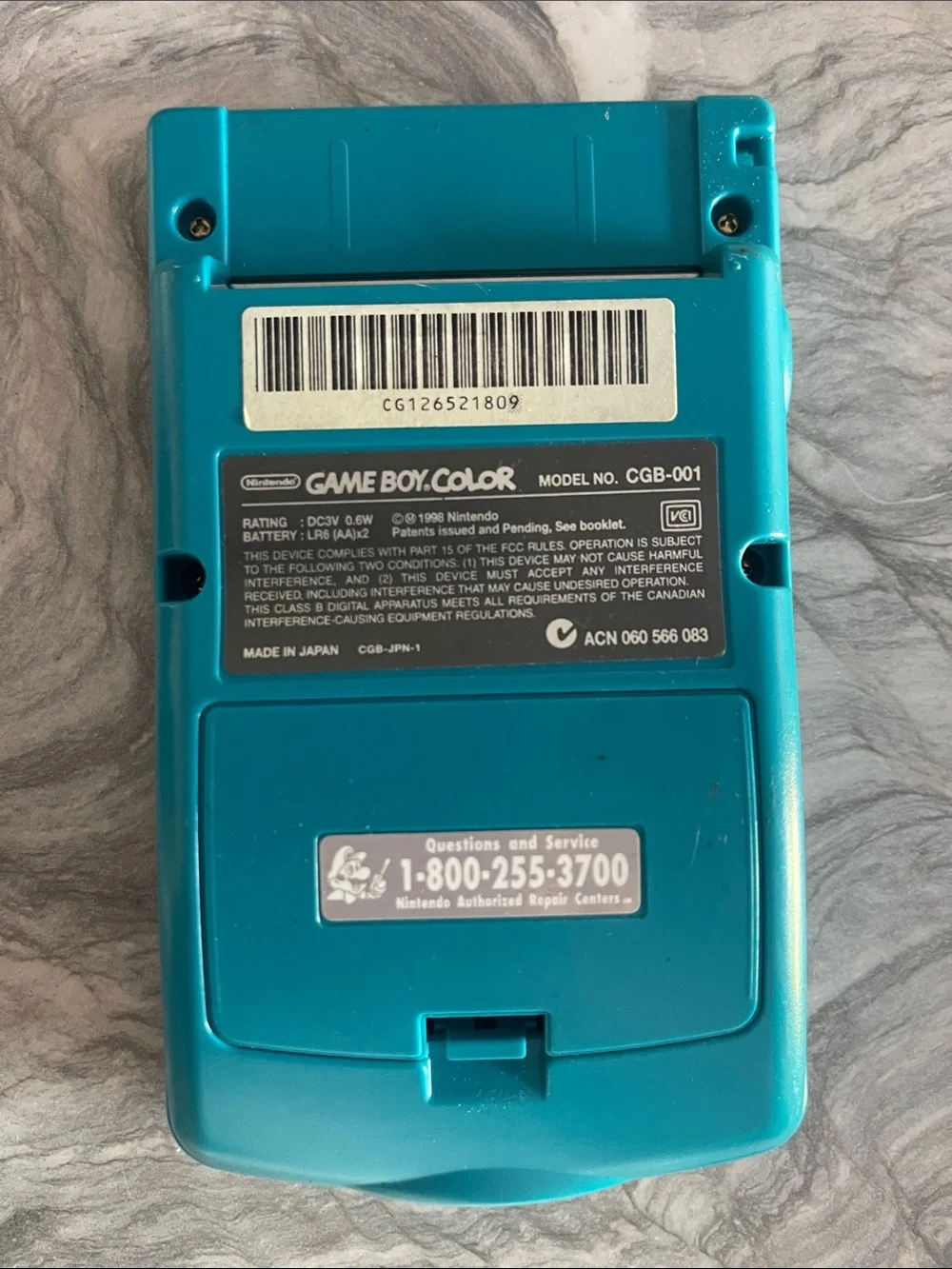 Nintendo Game Boy Color WORKS- Teal Blue Handheld